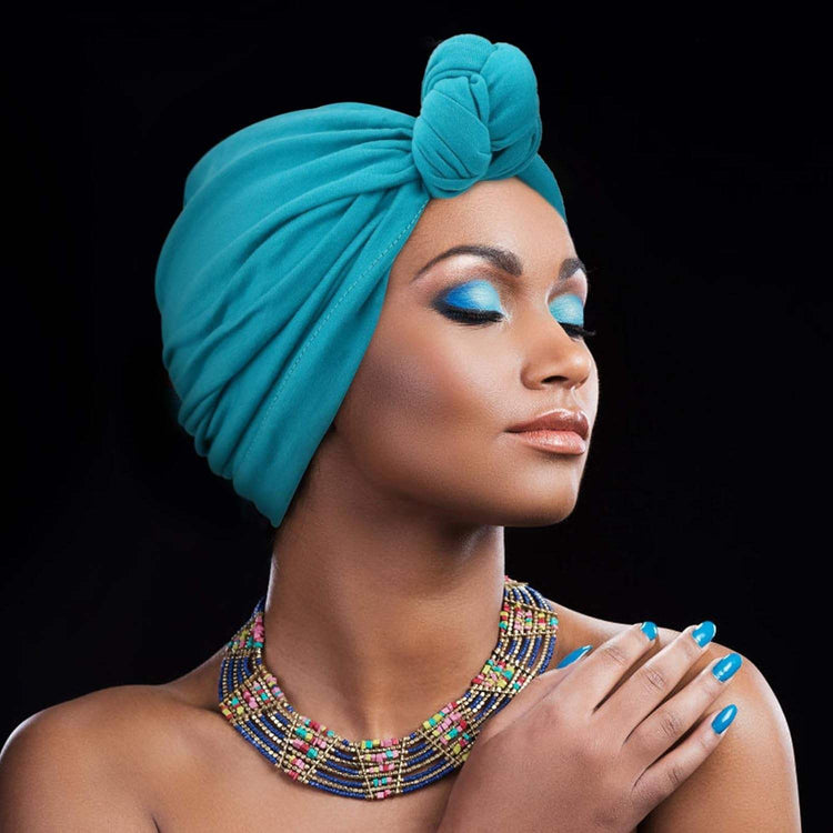 5 Pack Knotted Headwraps for Women African Turban Pre-Knotted Beanie Headwraps Hair Covers