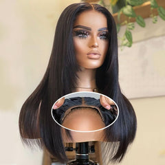 Wear and Go Glueless Wig 6x4 Straight Lace Front Wigs Human Hair Pre Plucked Glueless Wig Pre Cut Lace for Beginner