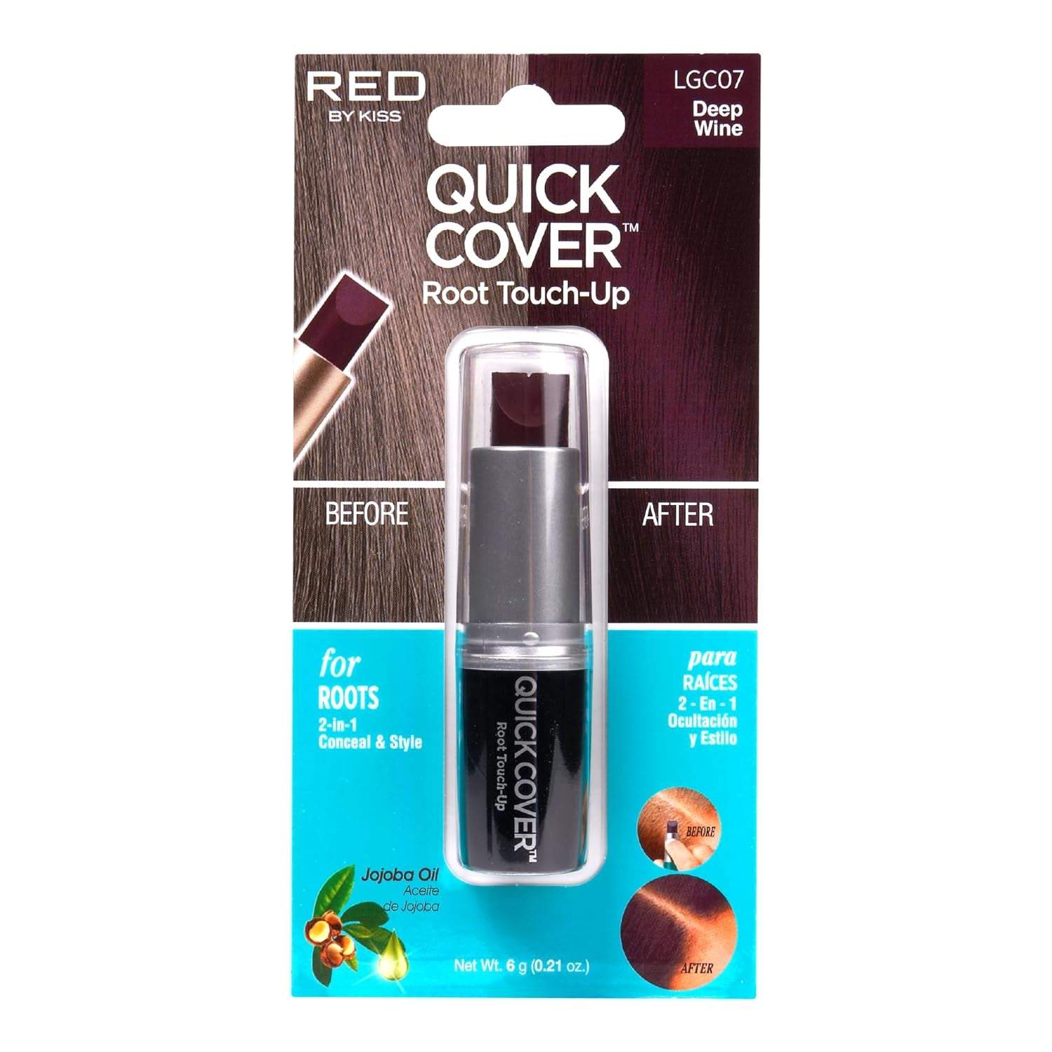 RED by  Quick Cover Root Touch up Stick Type Water-Resistant TemporaryEffortlessly conceal roots, grays, and regrowth areas with our RED by Kiss Temporary Hair Root Touch Up Stick, providing you with instant and precise coverage for a Quick Cover Root Touch