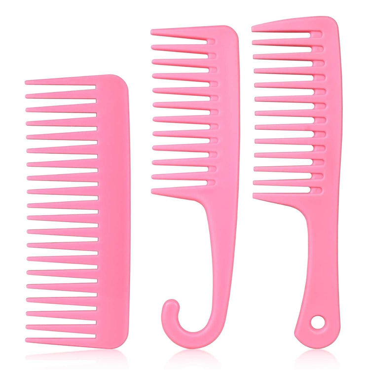 3PCS Wide Tooth Comb and Large Detangler Comb, Shower Comb with Hook,H【Handleless Wide Tooth Hair Comb】: This comb is the right size, easy to grip, easy to carry for travel, can easily fit in your bag without adding weight burden, you Large Detangler Comb, Shower Comb