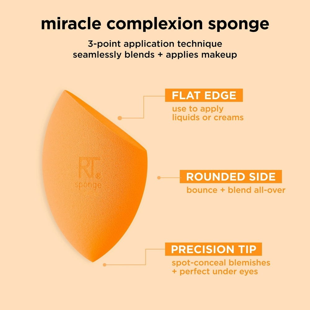 Miracle Complexion Makeup Sponge, Makeup Sponge for Foundation, Orange, 2 Count