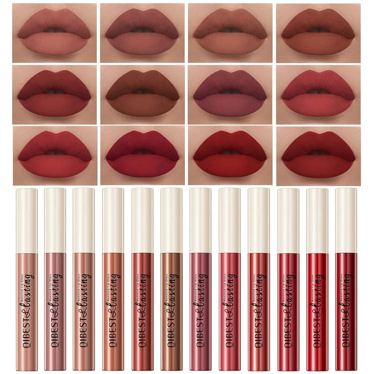  12Pcs Matte Lipstick Kit - Long-Lasting Waterproof Lip Gloss