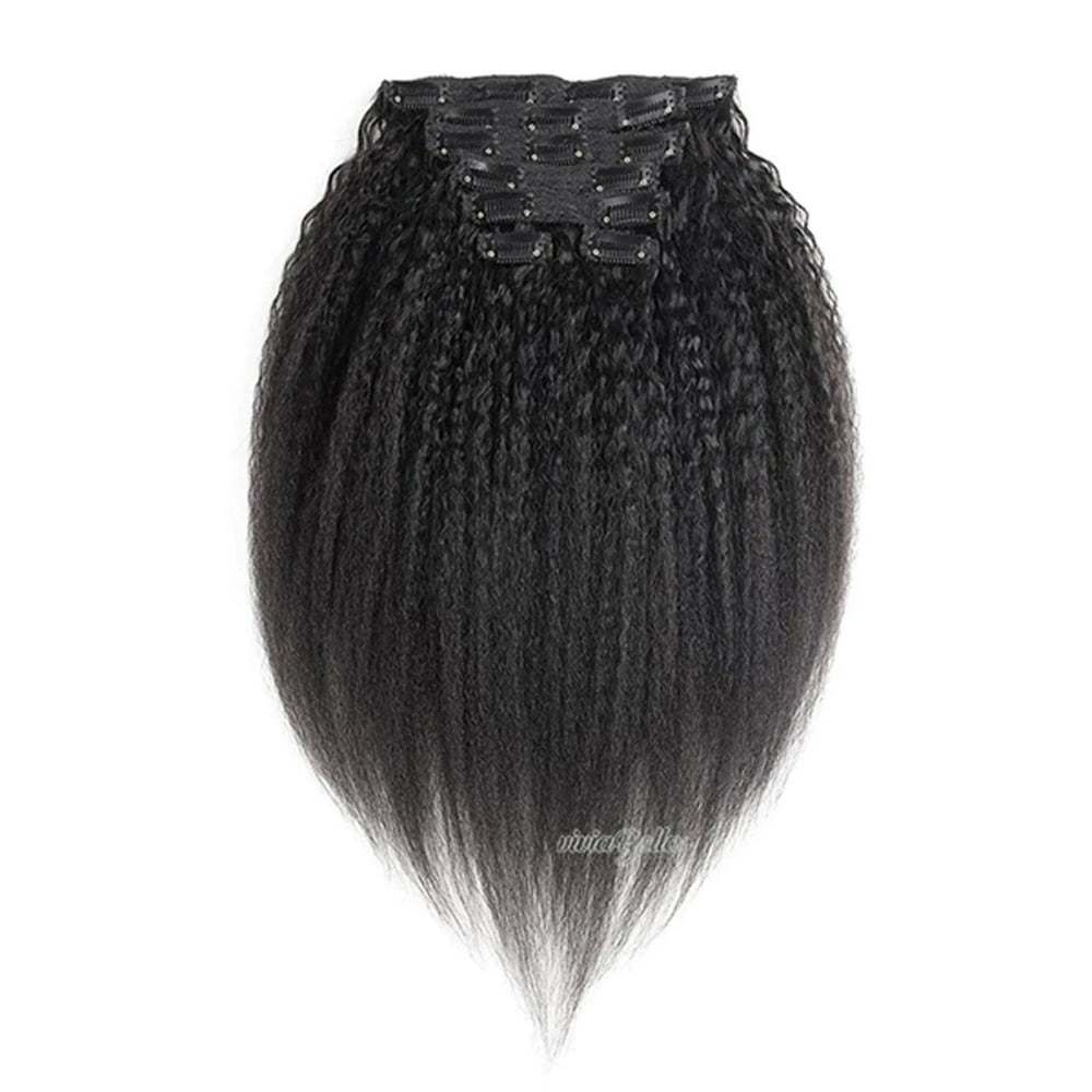 Coarse Straight Kinky Straight Clip-In Virgin Human Hair Extensions